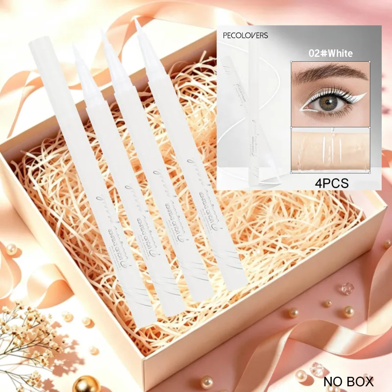 4 ΤΕΜ White Eyeliner Pen Αδιάβροχο Liquid Eyeliner Pen Ultra-fine Tip Anti-Seat Fast Drying Eye Cosmetics