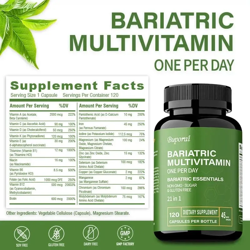 Bariatric multivitamin-kiegészítő – 21 vitamint és ásványi anyagot tartalmaz az általános egészség és az energiaszint fenntartása érdekében — image 3