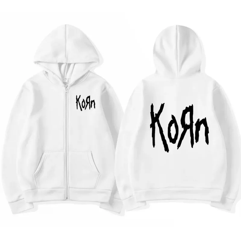 Korn rock band carta logotipo zíper hoodie masculino metal gótico vintage oversized zip up hoodies streetwear punk camisolas jaquetas — image 13