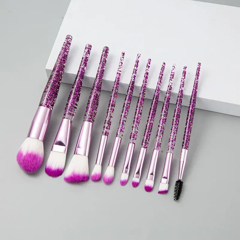 Ensemble de pinceaux de maquillage professionnels, 10 pièces, pinceaux de détail Super doux, pour Blush, fond de teint, correcteur, fard à paupières, outil de beauté pour dames