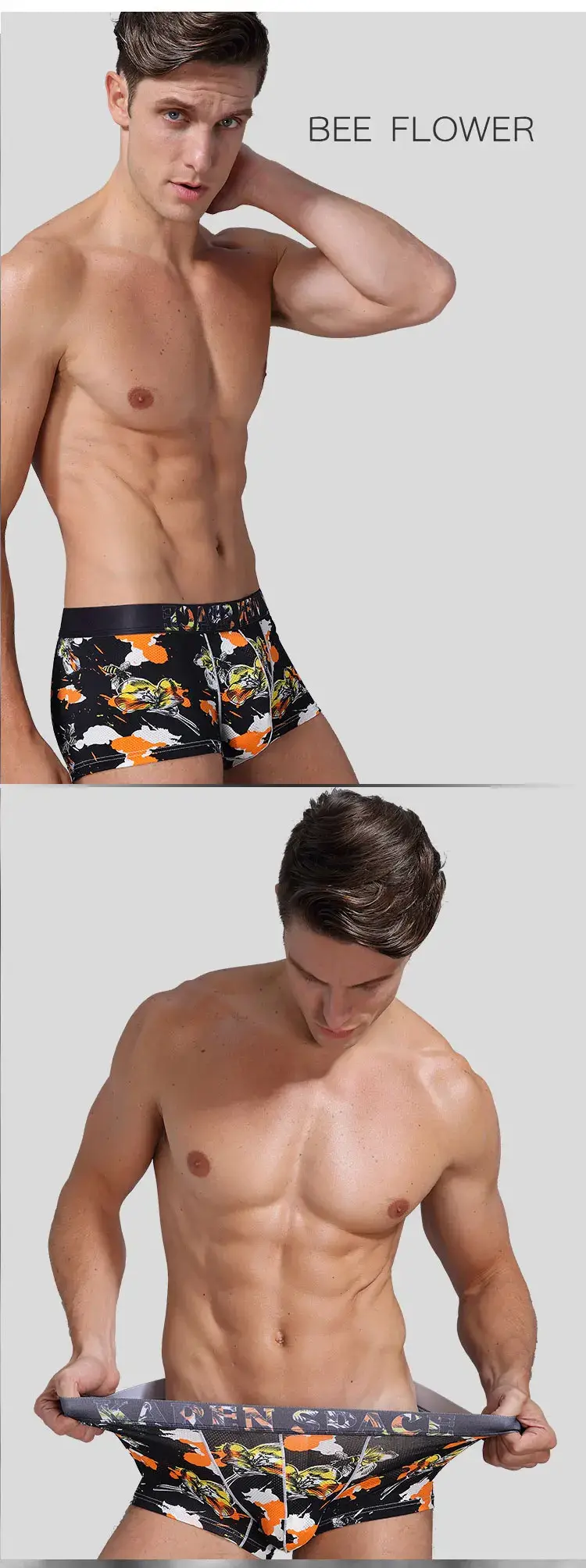 Men's Breathable Ice Silk Printed Boxer Briefs Underwear Fashionable Male Panties Comfortable Calzoncillo Hombre — image 5