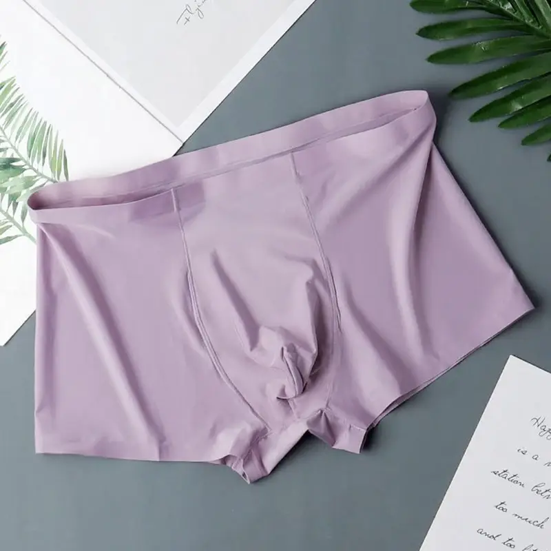 10 Pcs Panlalaking Ice Silk Sexy Seamless Ultra-manipis na Boxer Briefs Shorts Underwear Underpants Panti na Makahinga ng Lalaki — image 2