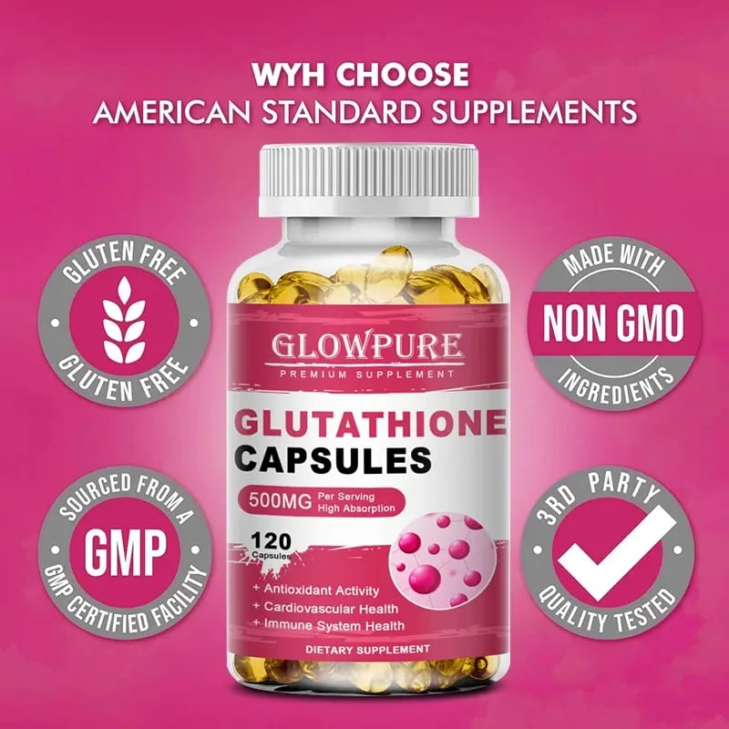 Glutathione Capsules for Skin Detox and Immune System Support with High Absorption Formula Beauty Care Health Supplement Vegan