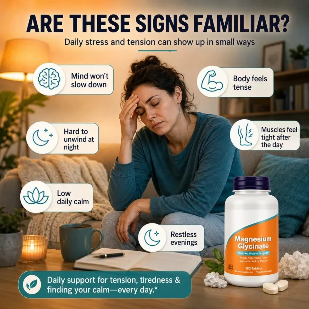 Magnézium-glicinát tabletta 200 mg nagy felszívódású vegán, nem GMO formula az idegrendszer izomrelaxációjához 180 Count — image 3