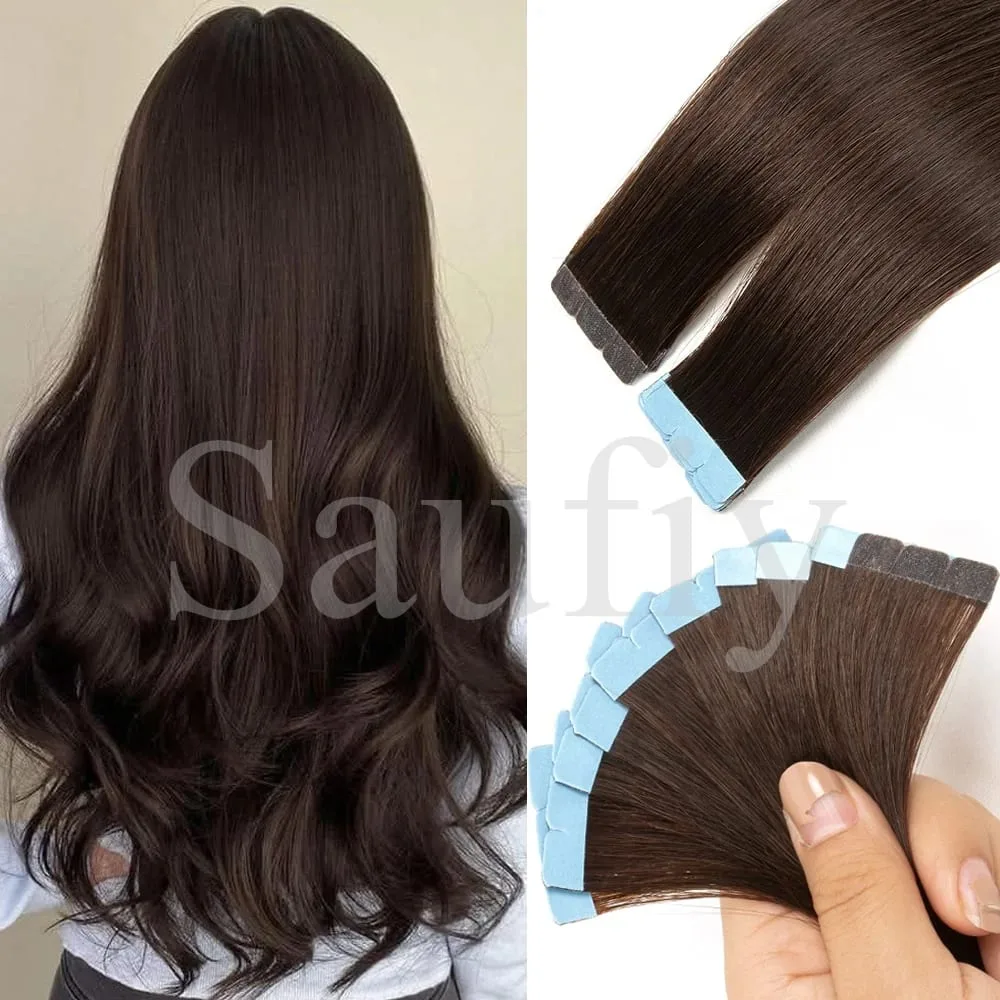 12-20inches Balayge Blonde Mini Tape in Human Hair Extensions Double Side Invisible Seamless Tape Ins Hair 10pcs/Pack Natural Straight Black Blonde Balayge Brown Mini Tape In Hair Extensions — image 8