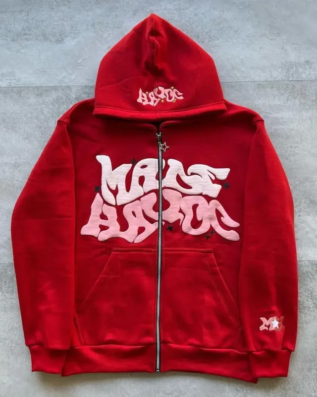 Moletom masculino retrô americano com zíper estampado com capuz unissex outono e inverno cardigan aberto — image 10