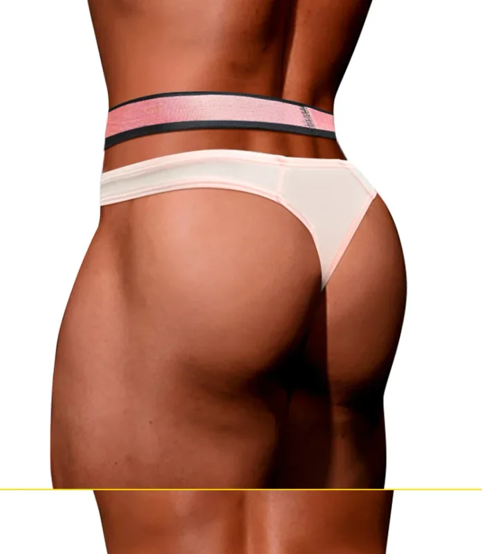 Trendy Little Triangle Men's Youth Low Waist Close Fit Hip Lift Elastic Band Pink Gradient V-neck Hanging — image 17