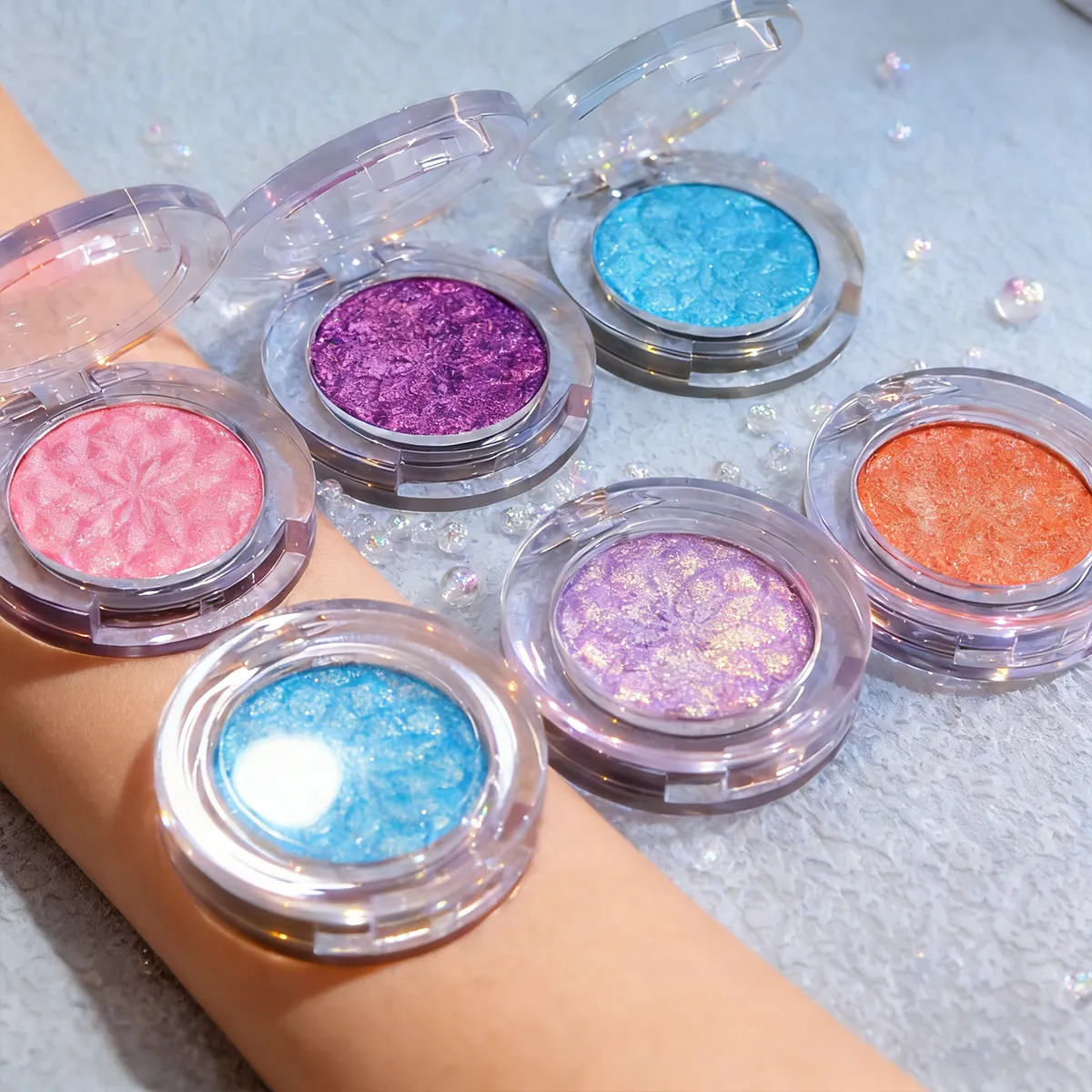 Chameleon Eye Palette szemhéjpúder paletta - személyre szabható duokróm préselt szemhéjfesték szett Glitter Infused Pearlescent Finish Pri — image 5