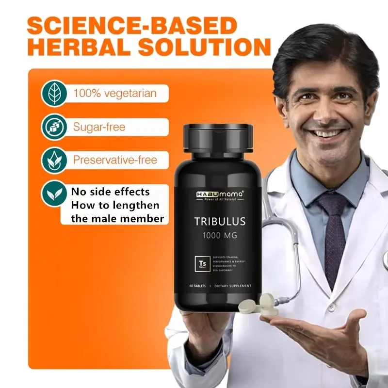 High Purity Tribulus Terrestris Pills Male Enhancing Supplement Boosts Energy Stamina & Fast Acting 60 tablets