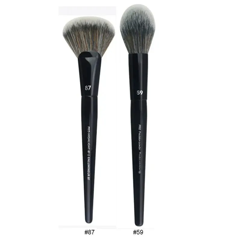 2 pièces/ensemble pinceaux de maquillage noirs Pro poudre de cheveux synthétiques ombre à paupières tache point culminant fond de teint aérographe diffuseur pinceau de maquillage — image 29