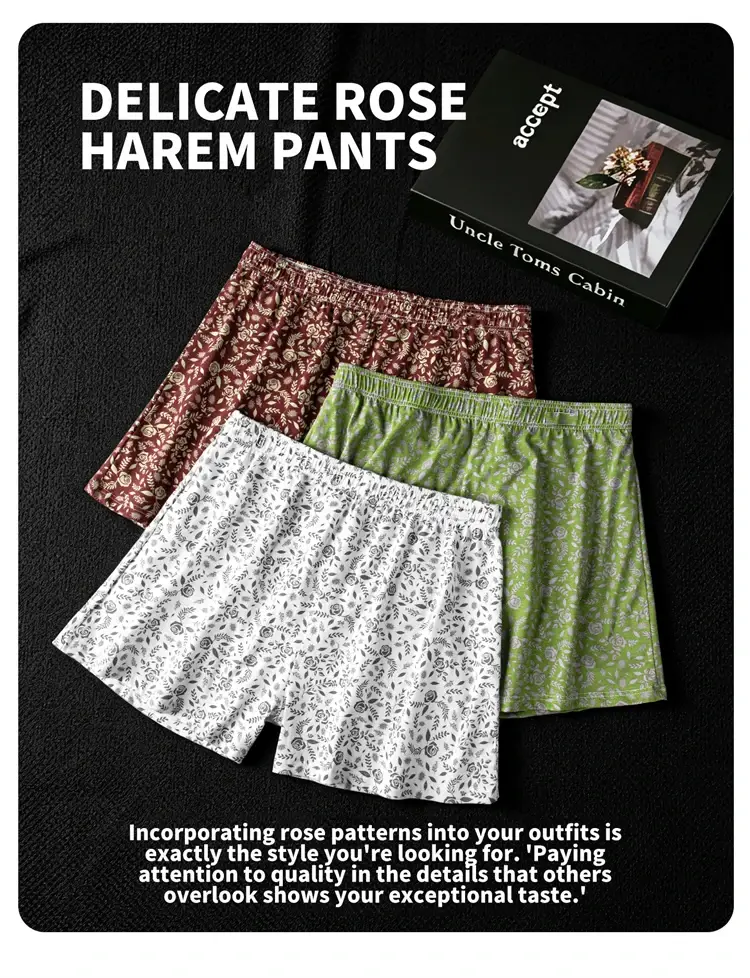 MiiOW 3/4/6Pcs Cotton Breathable Men Underwear Boxers Rose Print Man Underpants Skin-friendly Softness Mens Panties Boxer Briefs