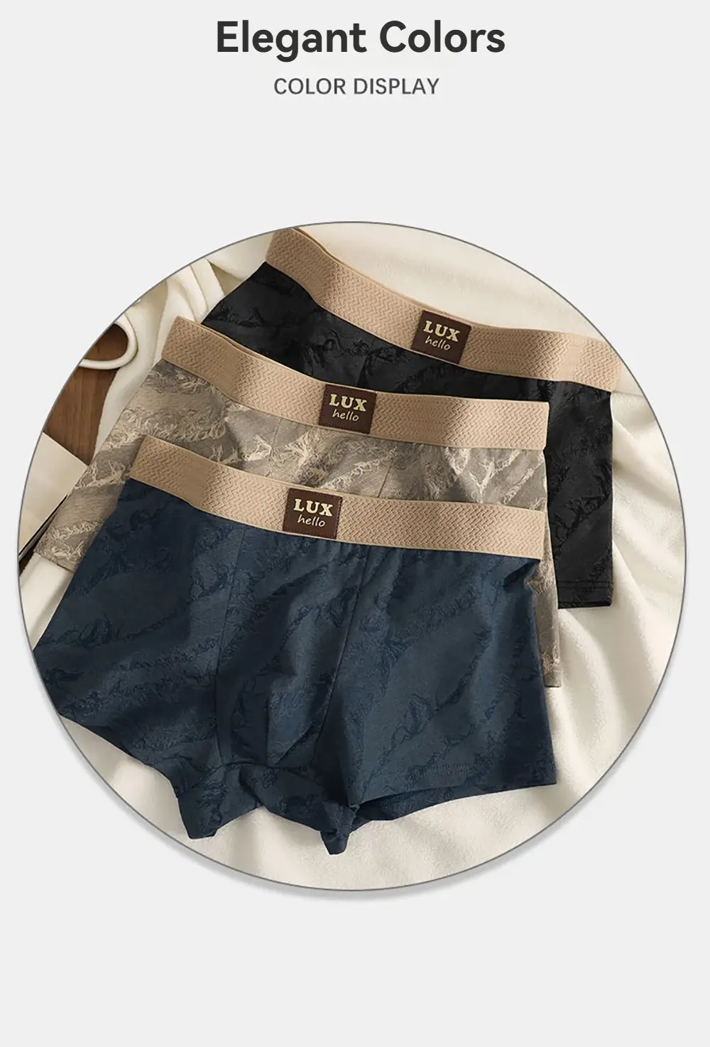 3PCS/Pack 100% Cotton Luxury Print Boxers Hombre 3D Mesh Breathable Antibacterial Pouch Kasuotang Panloob Kumportableng Malambot na Panti ng Lalaki — image 6