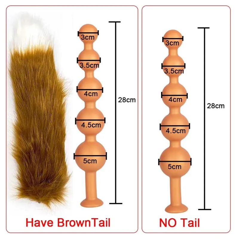 Butt Plug with Tail BDSM felnőtt szexjátékok pároknak, hatalmas anális gyöngyök, folyékony szilikon puha anális dugó Prosztata masszázs anális dildók — image 20