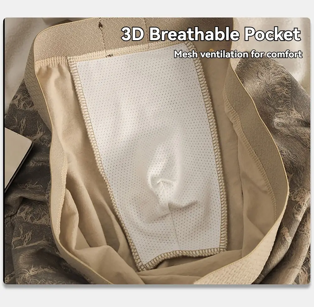 3PCS/Pack 100% Cotton Luxury Print Boxers Hombre 3D Mesh Breathable Antibacterial Pouch Kasuotang Panloob Kumportableng Malambot na Panti ng Lalaki — image 5