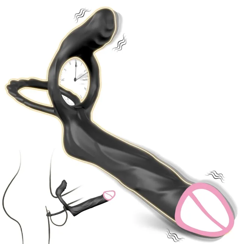 Double Penetration Vibrator for Couple Penis Ring Semen Cock Ring Penis Enlargement Delayed Vibrating Sex Toys for Men Adult — image 9