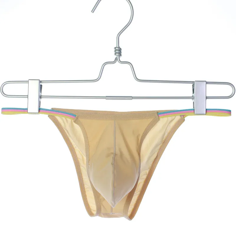 Men Low Waist Panties Bikini Underwear Ice Silk Wet Translucent U Convex Pouch Lingerie Underpants Thin High Fork String Homme — image 11