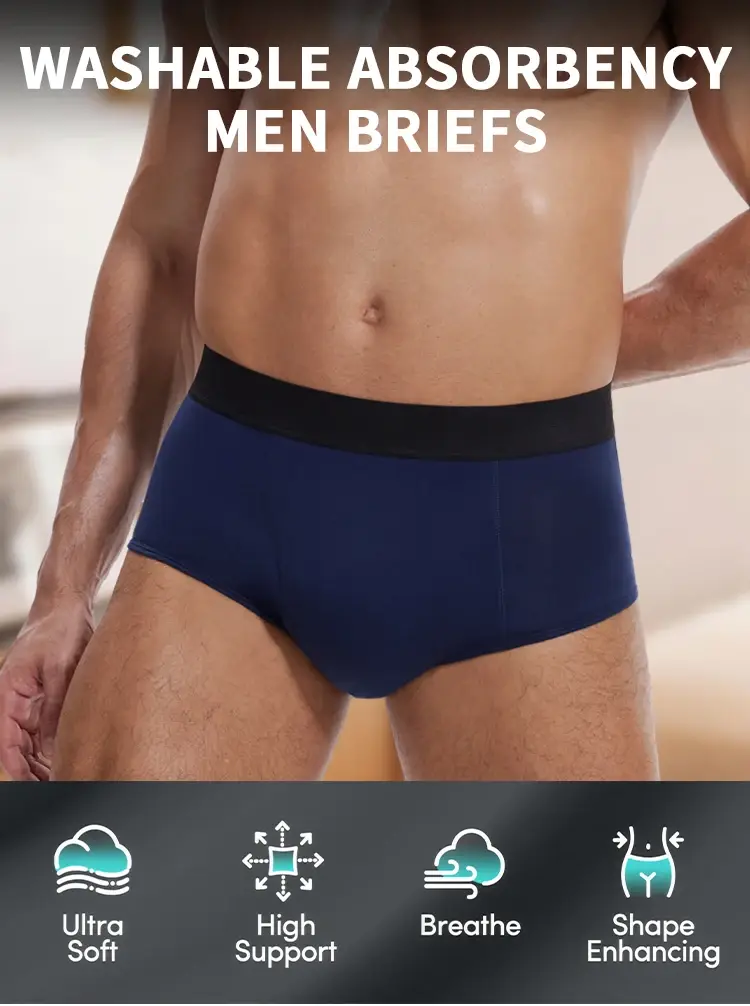 Men's Cotton Incontinence Underwear Physiological Boxer Briefs Four-Layer High Absorption and Leak-Proof Boxer Briefs for Mens — image 1