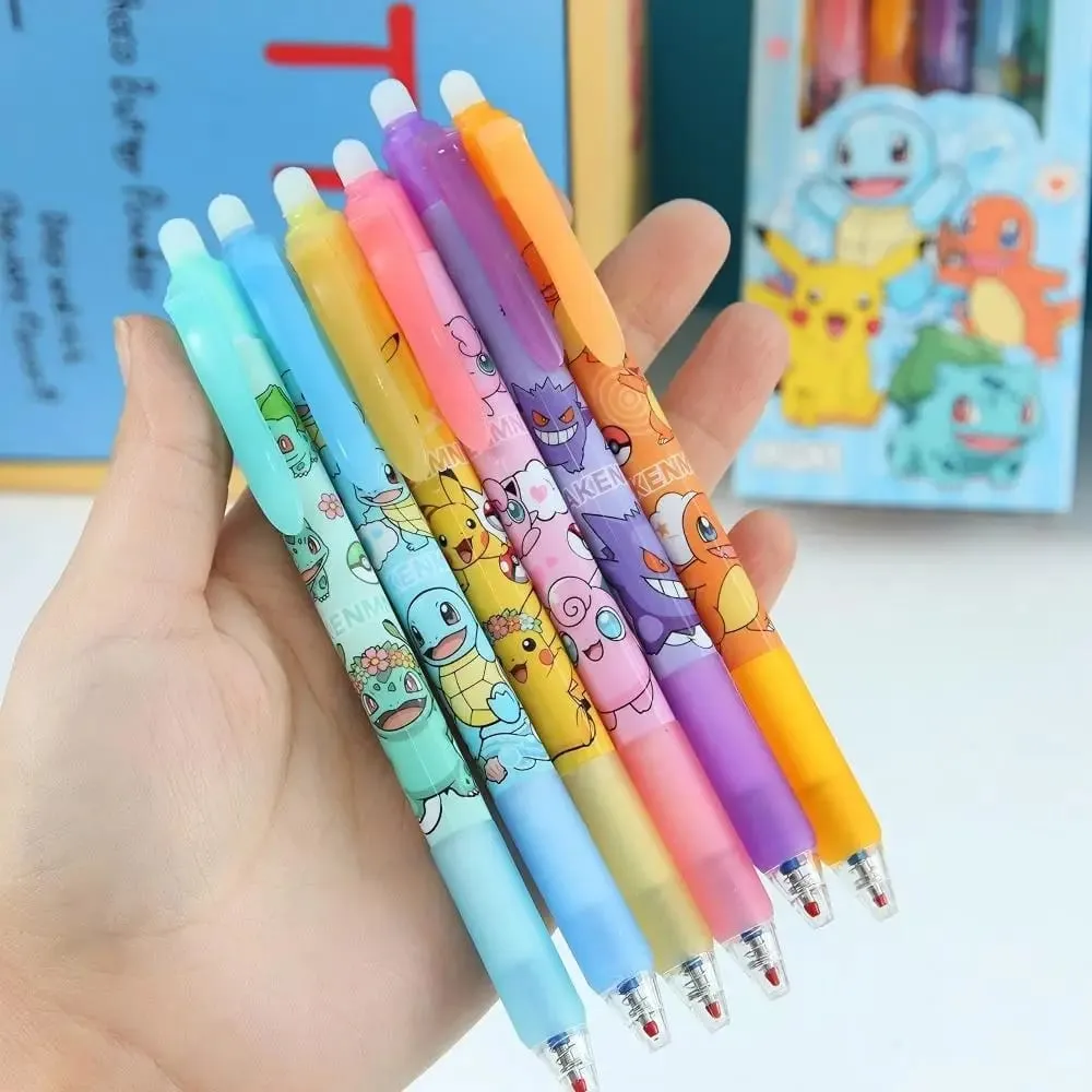 Random 6/12/24pcs Pokemon 0,5mm Blue Ink Erasable Neutral Pens Χαριτωμένα σχολικά προμήθειες Γελοιογραφία Γραφική γραφική μολύβι — image 2