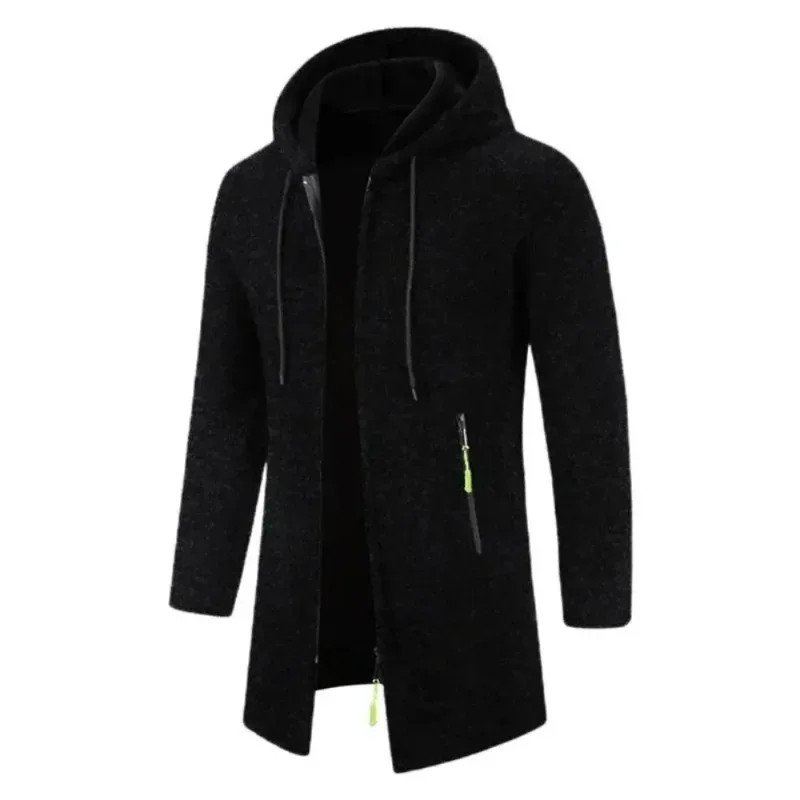 Bagong Mens Long Sleeve Hooded Sweater para sa Mga Lalaki Zipper Sweatshirt Oversize Streetwear Warm Solid Color Autumn Jacket Hoodie Men — image 1