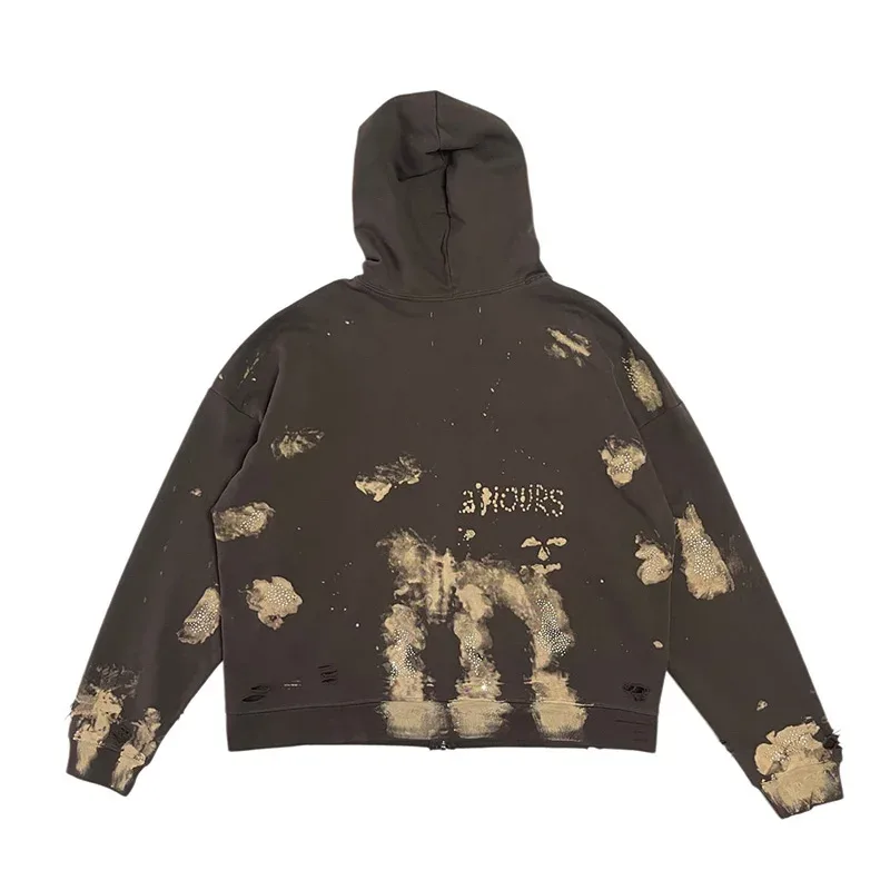Washed Graffiti PALY Hoodies Men Woman Vintage Damaged Hole Old New Autumn Winter Zipper Hooded Pullovers Sweatshirts — image 13