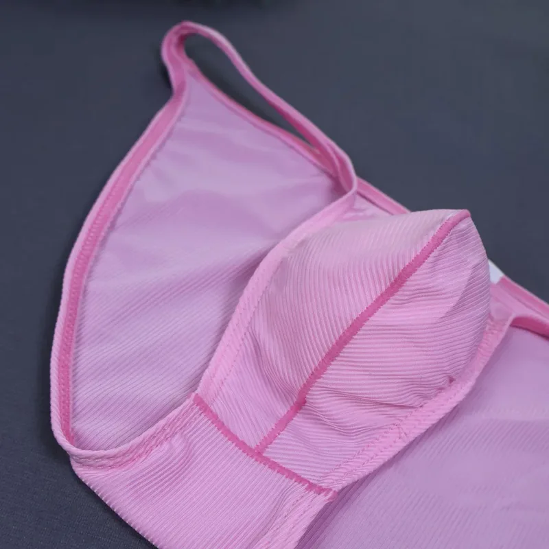 1pc Men Ribbing High Fork Underwear Brief U Convex Pouch Low Rise Panties Solid Color Breathable Comfortable Underpants