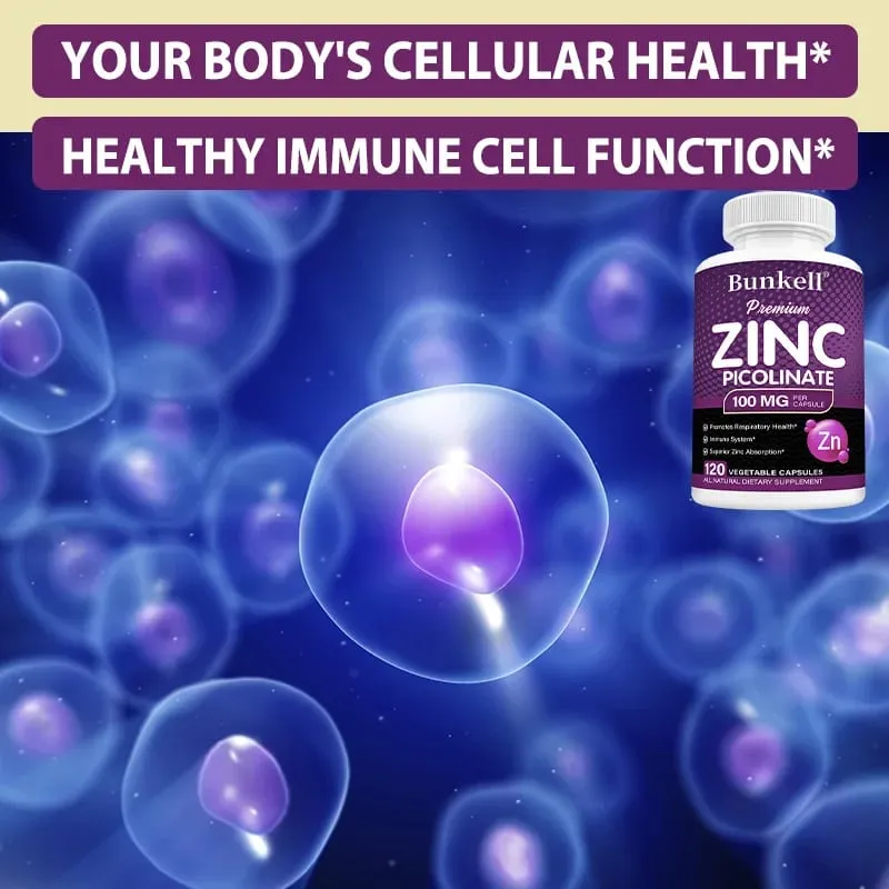 Premium Zinc Picolinate 100mg High Absorption Immune Support Respiratory Health Energy Production & Sleep Supplement