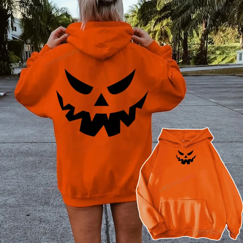 Halloween Pumpkins Hoodies Casual Long Sleeves Hooded Interesting Pumpkin FaceSweatshirts Cool Halloween Men Women Pullover Tops — image 7