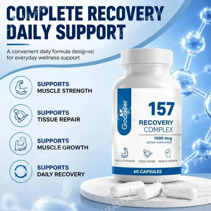157 קפסולות קומפלקס החלמה עם L-Valine ו-L-Glutamine להחלמה תומכות בצמיחת שרירים תערובת אמינו 1000 מק"ג 60 כמוסות
