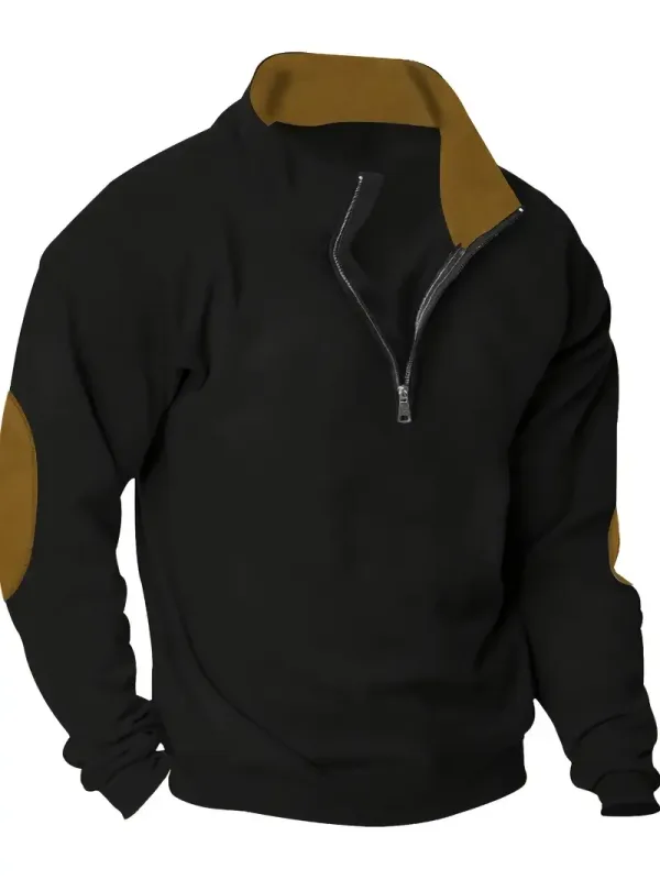 Fashion Vintage Men's Clothes Casual Half Zip Long Sleeve Sweatshirts Street Trend Stand Collar Top Autumn Oversized Hoodies Tee — image 15