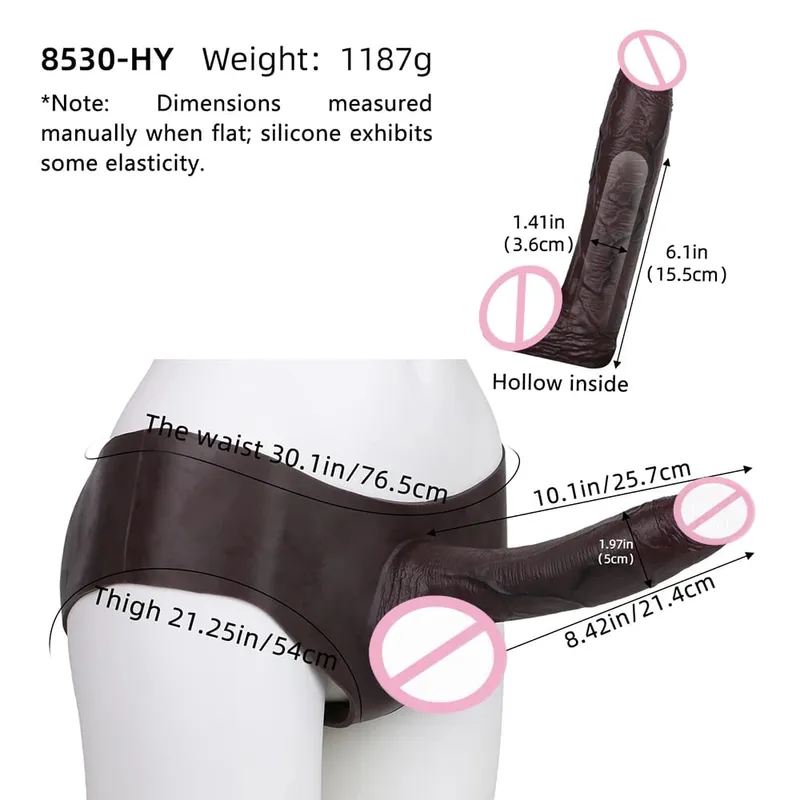 Ultra Realistic Hollow Dildo Panties Silicone Briefs Strapon Penis Extend Sleeve Pants Sex Toys For Men Dick Enlargement