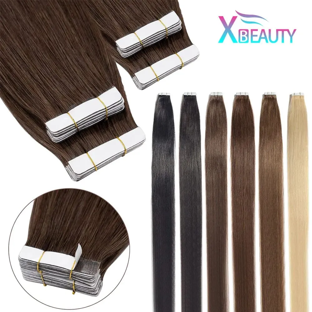 26 ιντσών Tape In Hair Extensions 100% Human Hair Adhesive Replaceable Seamless Skin Weft Tape 20/40pcs Ίσια μαλλιά για γυναίκες — image 2