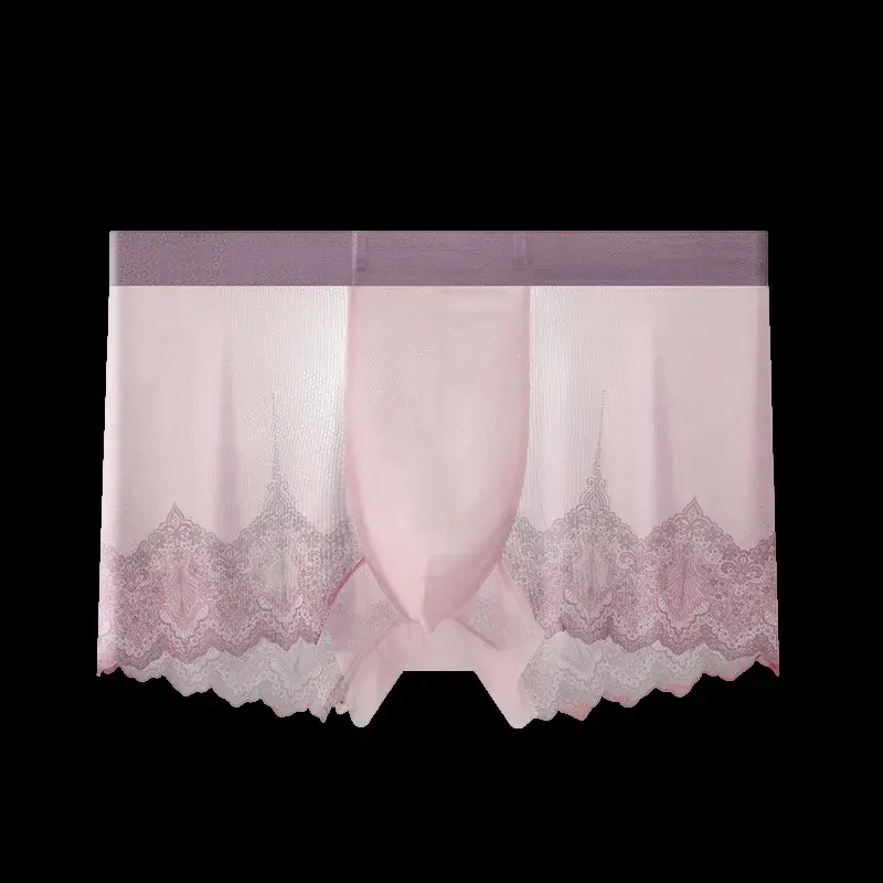 Men Lace Mesh Patchwork Underwear Summer Ultra Thin Breathable Boxer Shorts Sexy Bulge Pouch Underpant Panties See Through Trunk — image 2