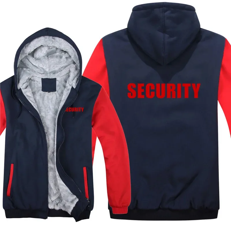 Security Hoodies Men Cool Winter Thicken Wool Liner Security Professional Work Clothes Sweatshirts Pullover Jacket
