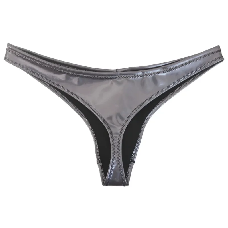 Mga Sexy Men Plus Size Latex PVC Makintab na Mainit na Maiksing Matambok U Pouch G-string Fashion Underwear Tights Lingeries PU Stage Briefs — image 5