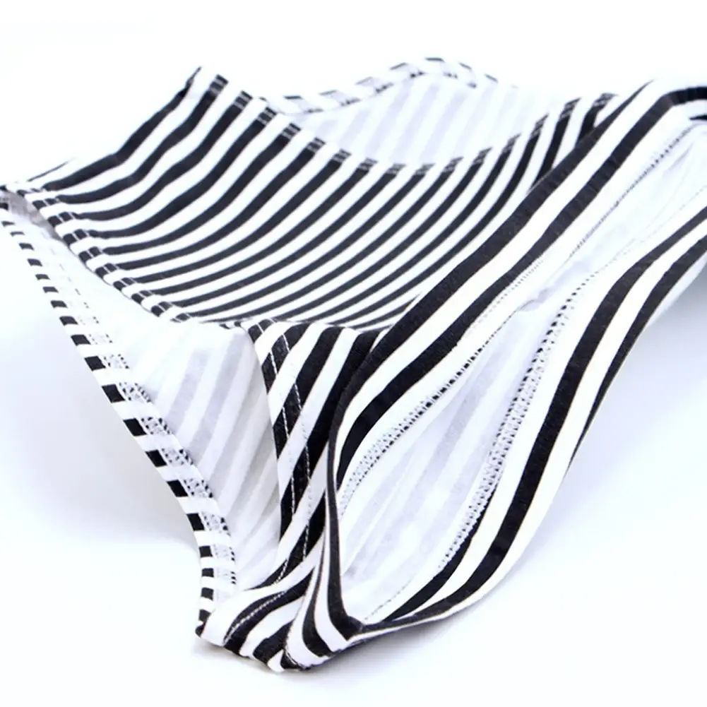 Men Stripe Briefs High Stretchy Soft No Pouch Narrow Side Sissy Underwear Pantie Breathable Daily Wear Triangle Panties