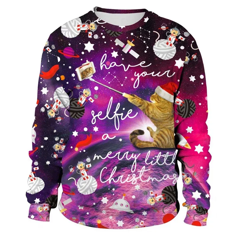 Funny 2026 Ugly Christmas Sweater For Men Women New Xmas Cat Dog Pattern Sweatshirt Festival Party Crew Neck Pullover Hoodies — image 13