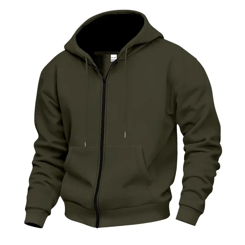 Novo 2026 outono casual sólido manga longa zíper com capuz moletom casaco masculino moda ao ar livre roupas esportivas jaquetas — image 25