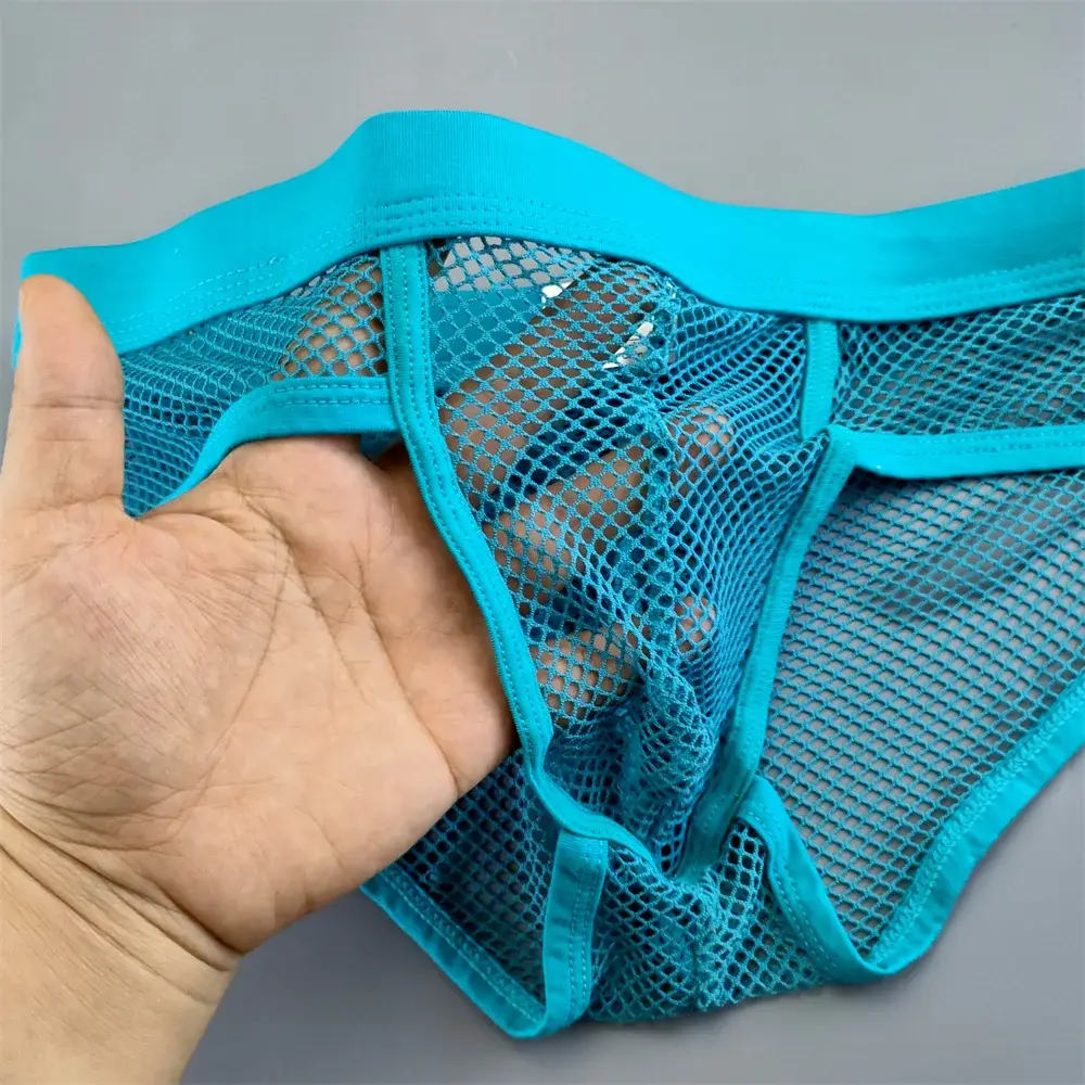 Hollow Out Mesh Męska bielizna w kształcie litery U Niski stan Przezroczyste figi bikini Oddychające majtki Plus Size — image 9