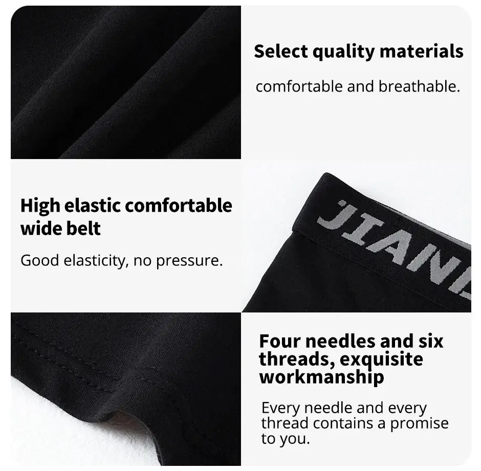 5/10 Piece Set Of Men's Solid Color Classic Long Underwear Quick Drying Youth Sports Comfortable Elastic Casual Boxer Shorts — image 3