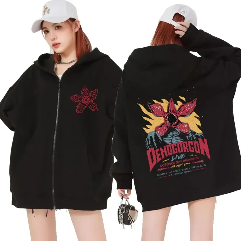 Eddie Munson O Demogorgon Zipper Hoodie Homens Mulheres Canibal Flor Monstro Impressão Cardigan Moletom Com Capuz Harajuku Streetwear