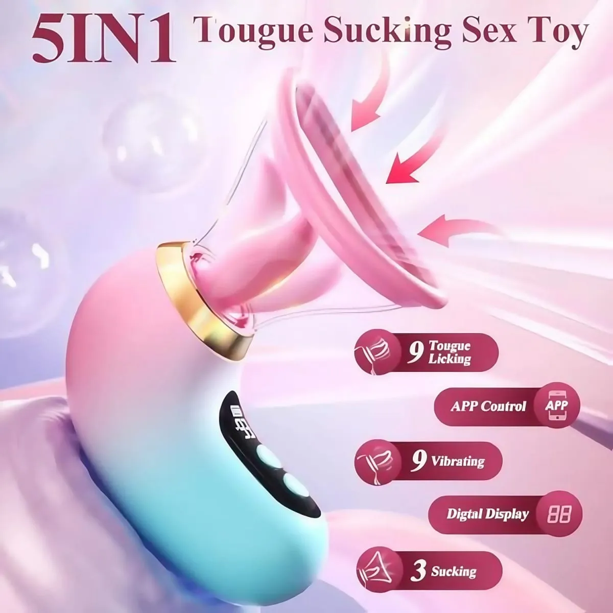 5IN1 Clitoris Sucker Vibrátor Nyalló Bimbó Vagina Masszírozó APP Control Clit Stimulator LCD kijelzős szexjáték nőknek — image 2