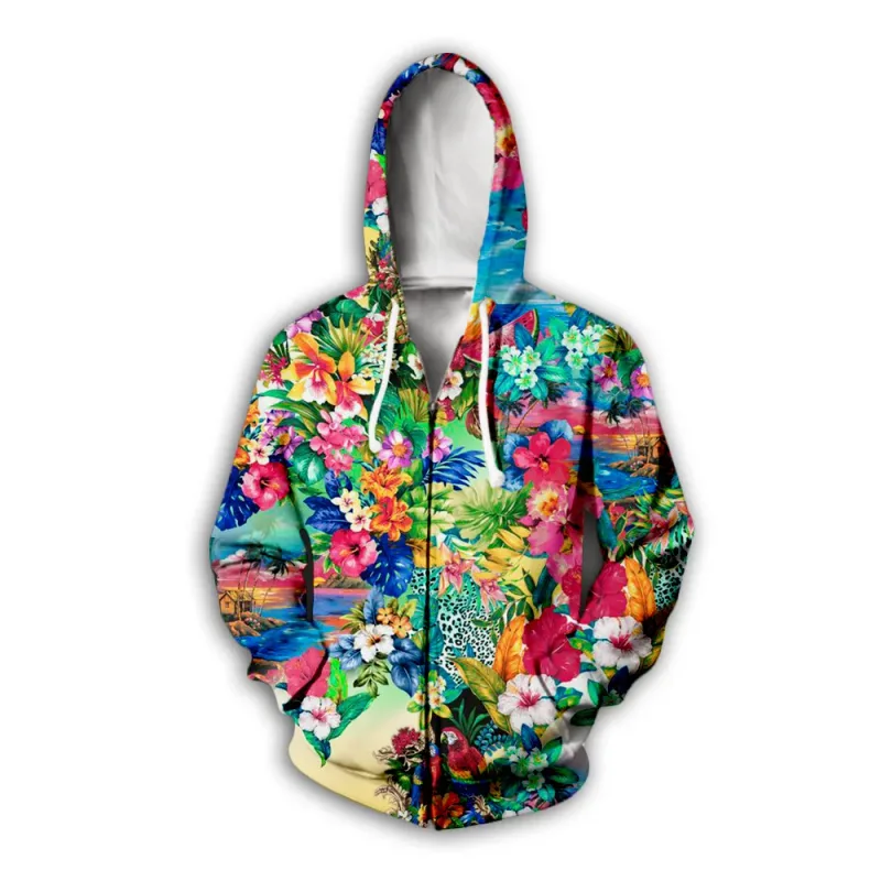 Flower Floral Pattern 3D Print Zipper Hoodies Men's Autumn Hooded Sweatshirts Oversized Streetwear Tracksuit Coat Man Clothing — image 7