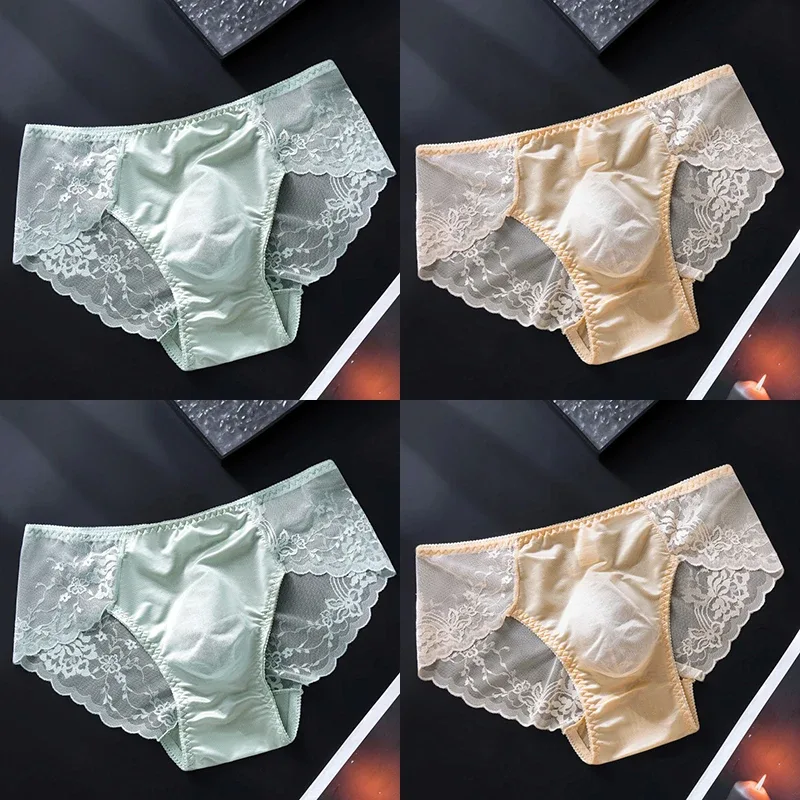 4PCS Sexy Transparent Men Lace Briefs Low Waist Thin Hollow Out Triangle Panties Male Seamless Exquisite Breathable Underwear — image 10