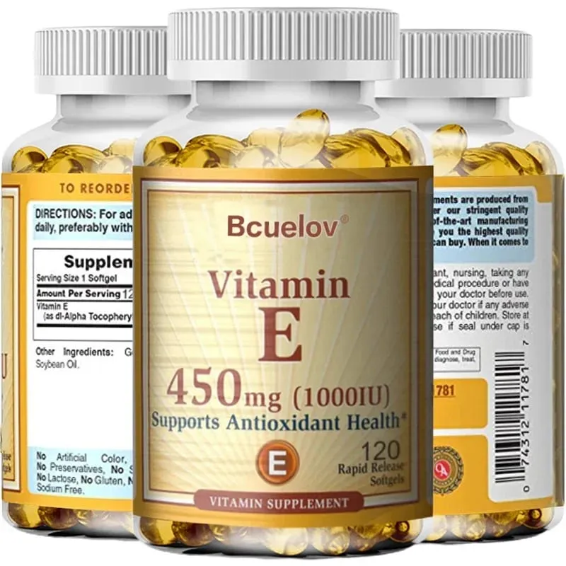 Bcuelov E-vitamin 450 mg (1000 NE) vegyes, támogatja az immunrendszert és a bőr táplálását – természetes antioxidáns – glutén- és tejmentes — image 2
