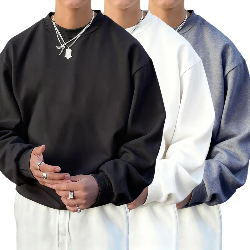 Masculino velo outono topo rua all-match pullovers confortável básico sweatshirts esporte casual roupas esportivas diárias roupas macias — image 2