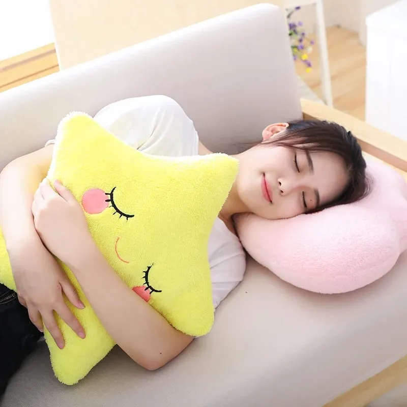 Fantastic Star Cloud Moon Rainbow Plush Pillow Stuffed Sky Natural Cushion Yellow Pink Blue Shy Emotion Plushie Decoration Gift