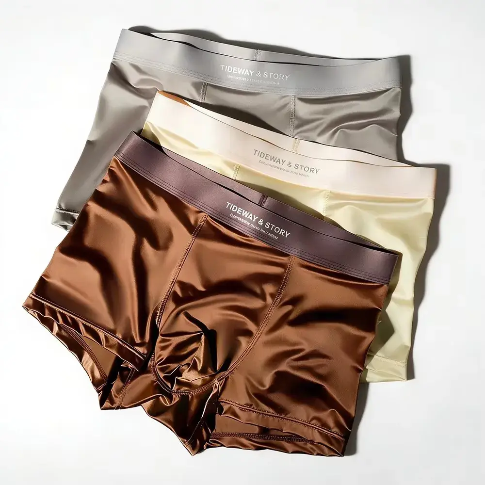 8pcs Mens Boxer Briefs Ice Silk Underwear for Men Breathable Moisture Wicking Mid Waist Solid Boxer Shorts — image 2