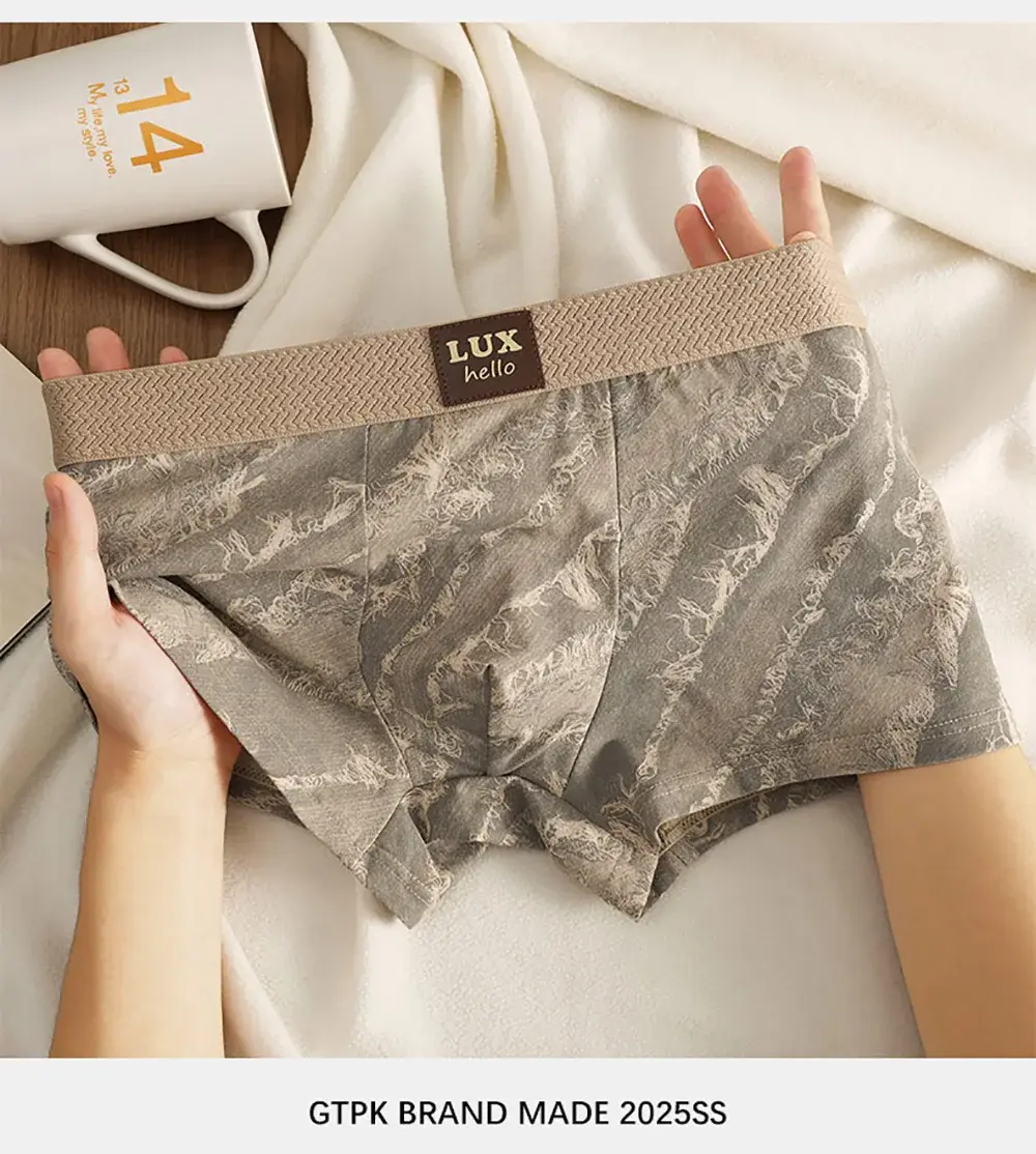 3PCS/Pack 100% Cotton Luxury Print Boxers Hombre 3D Mesh Breathable Antibacterial Pouch Kasuotang Panloob Kumportableng Malambot na Panti ng Lalaki — image 11