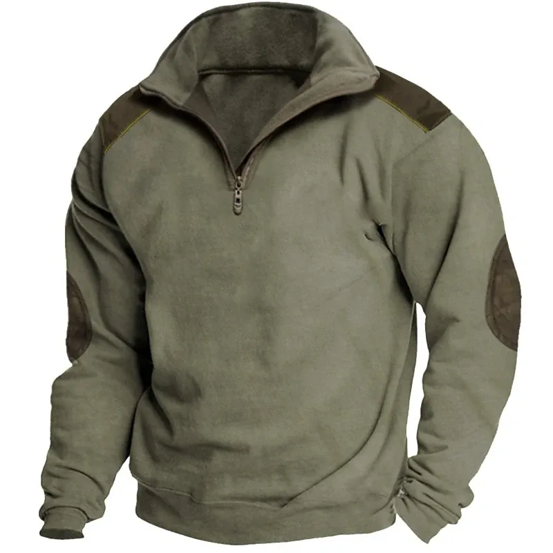 Fashion Vintage Men's Clothes Casual Half Zip Long Sleeve Sweatshirts Street Trend Stand Collar Top Autumn Oversized Hoodies Tee — image 13