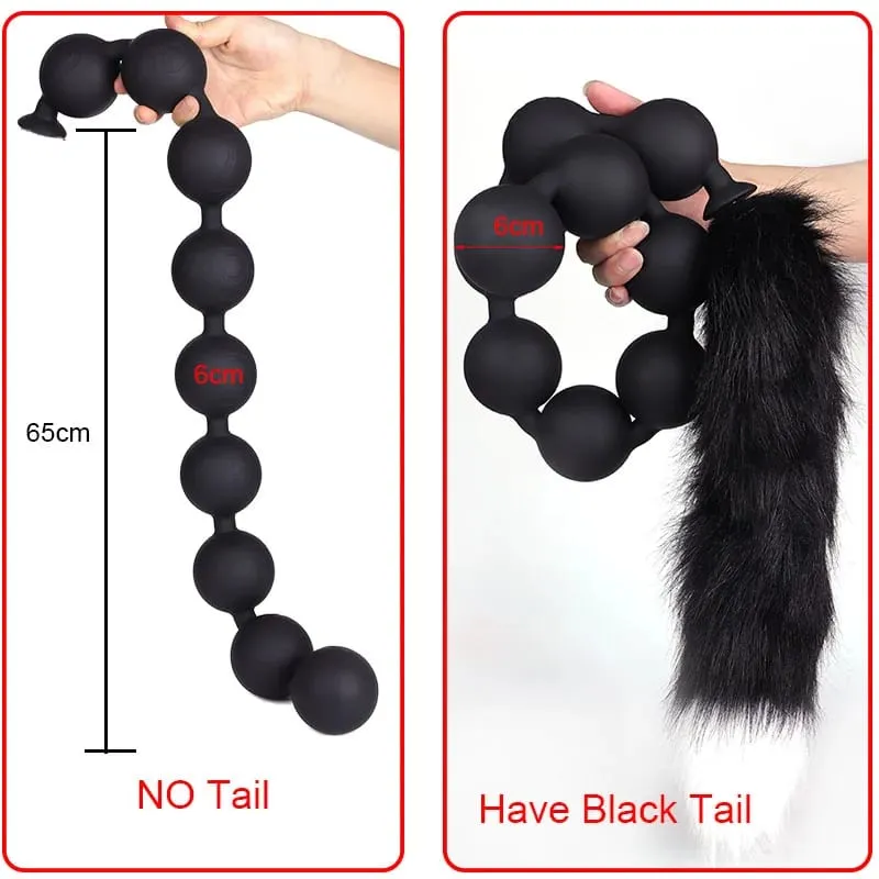 Butt Plug with Tail BDSM felnőtt szexjátékok pároknak, hatalmas anális gyöngyök, folyékony szilikon puha anális dugó Prosztata masszázs anális dildók — image 11